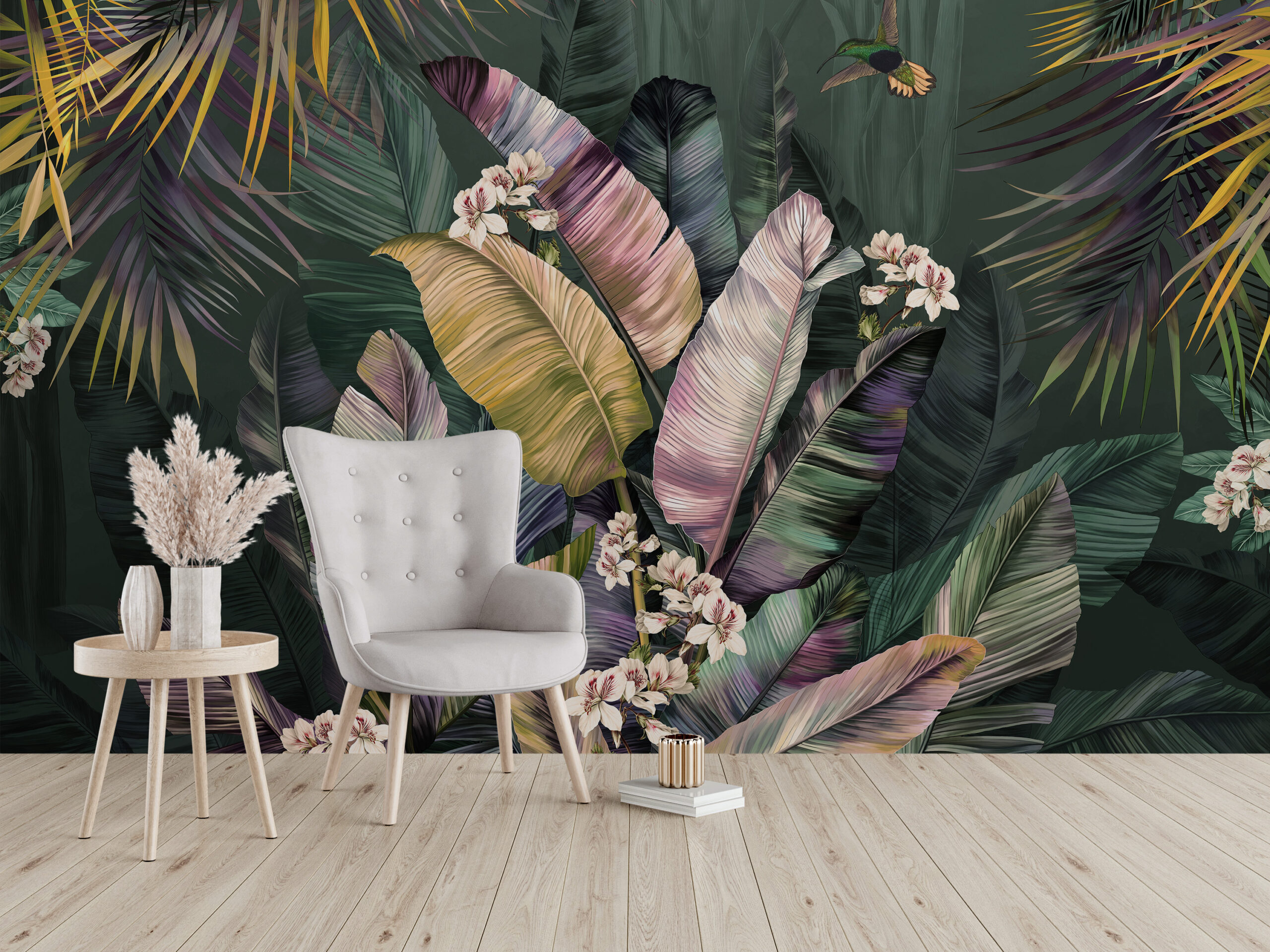 Nástěnná malba Tropical Leaves Dark