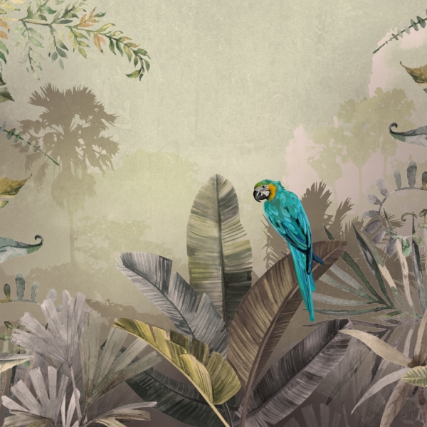 Nástěnný papoušek na pozadí džungle