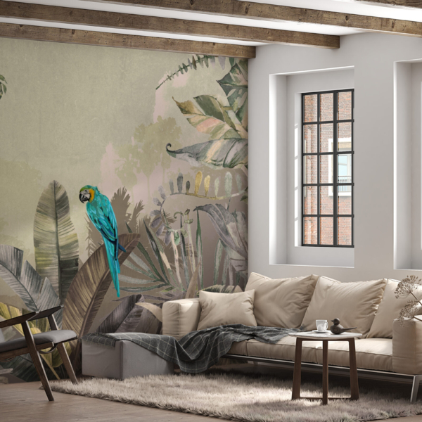 Nástěnný papoušek na pozadí džungle