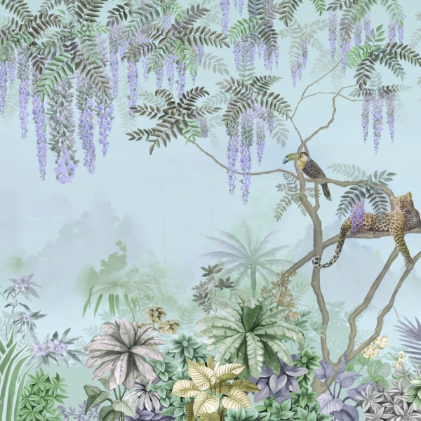 Nástěnná malba modré džungle