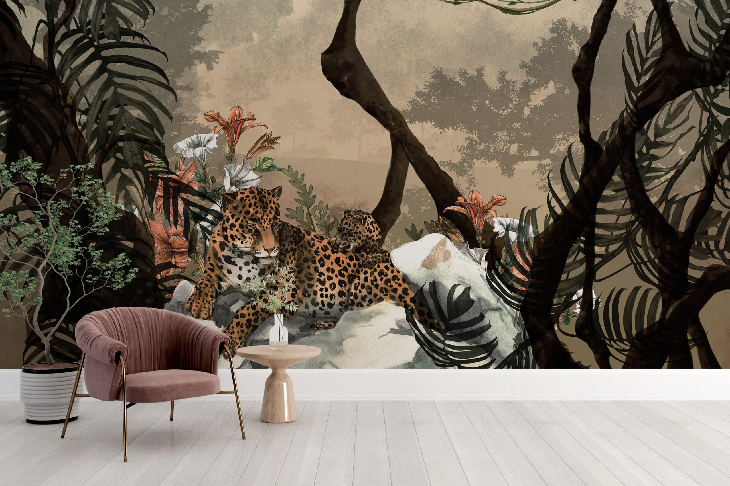 Nástěnná malba Gepard v džungli