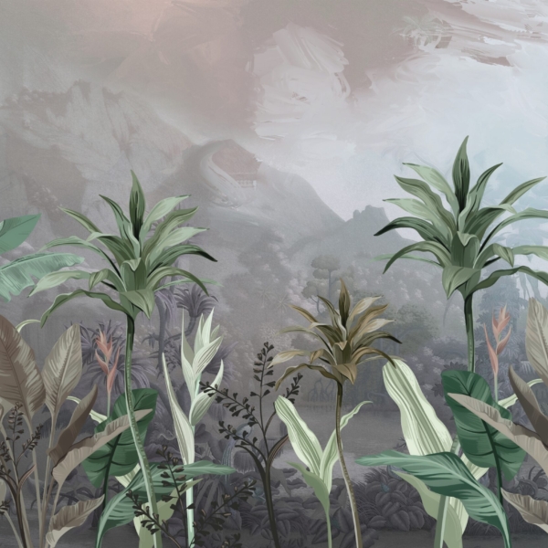 Tropická béžová nástěnná malba