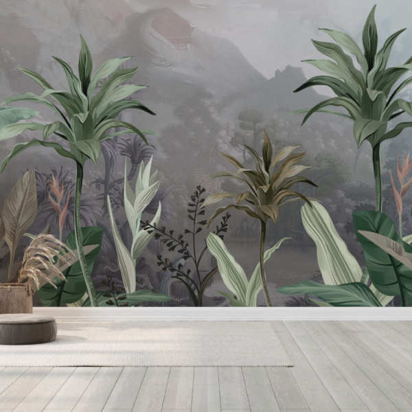 Tropická béžová nástěnná malba