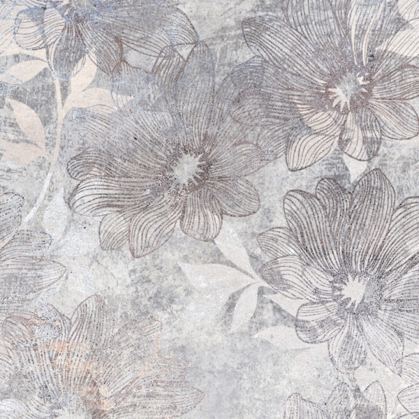 Nástěnná malba Květiny v šedé