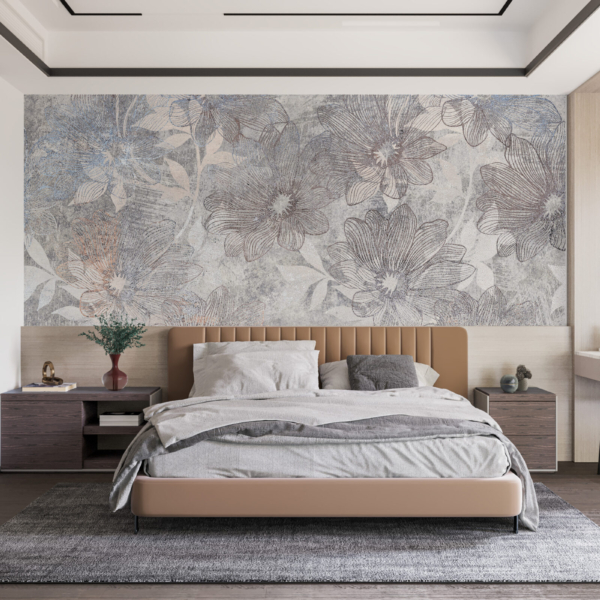 Nástěnná malba Květiny v šedé