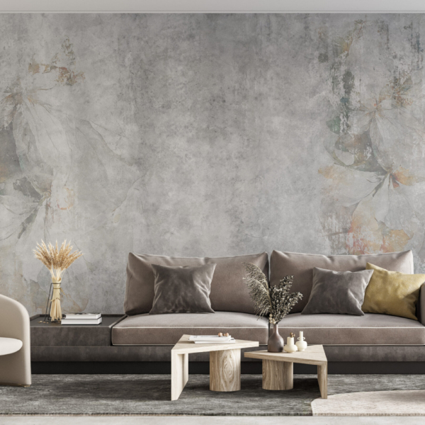 Tapeta šedá s květinovými prvky