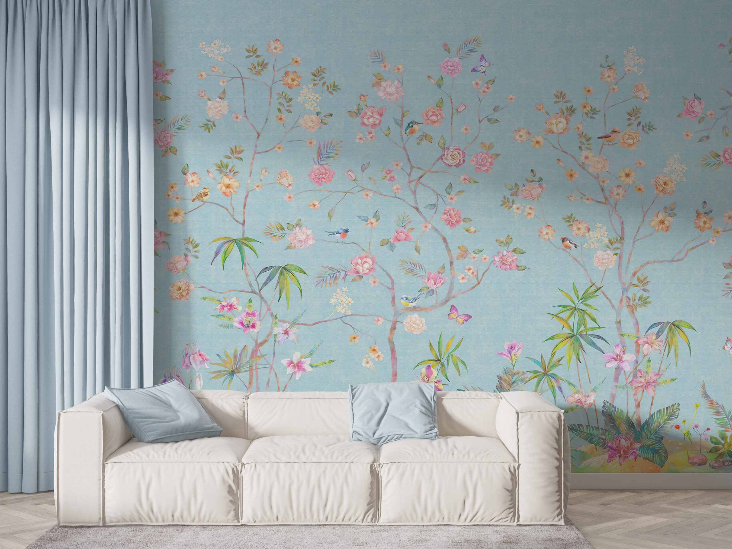 Tapety Květiny na modrém pozadí