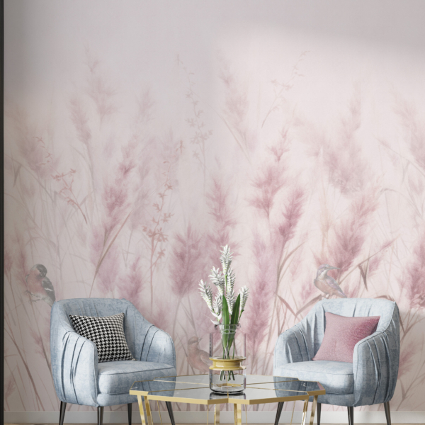 Tapety Obilí a ptáci Růžová