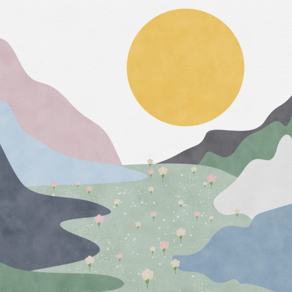 Fototapeta Pastelová mýtina v horách