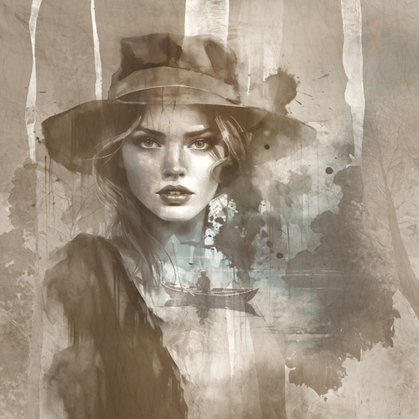 Nástěnná malba ženy v klobouku