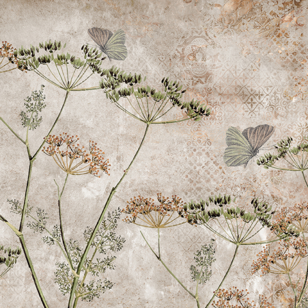 Nástěnné květy kopru na vzorovaném pozadí