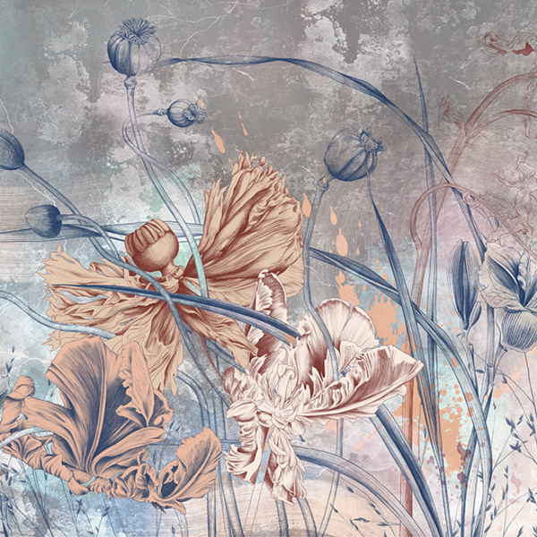 Nástěnná malba květin Brushy