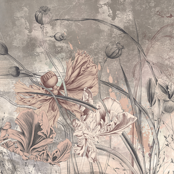 Nástěnná malba v odstínech béžové barvy