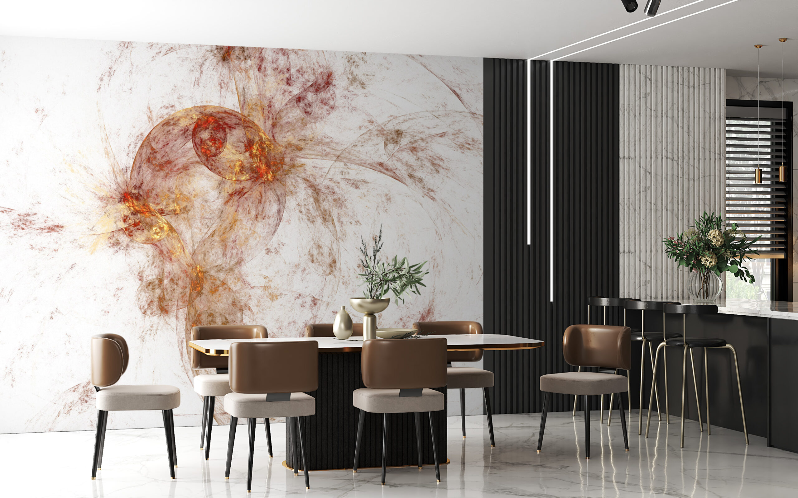 Fototapeta Květiny v růžové a zlaté barvě