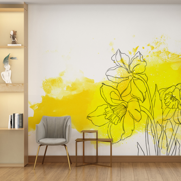Nástěnná malba Květiny ve žluté barvě