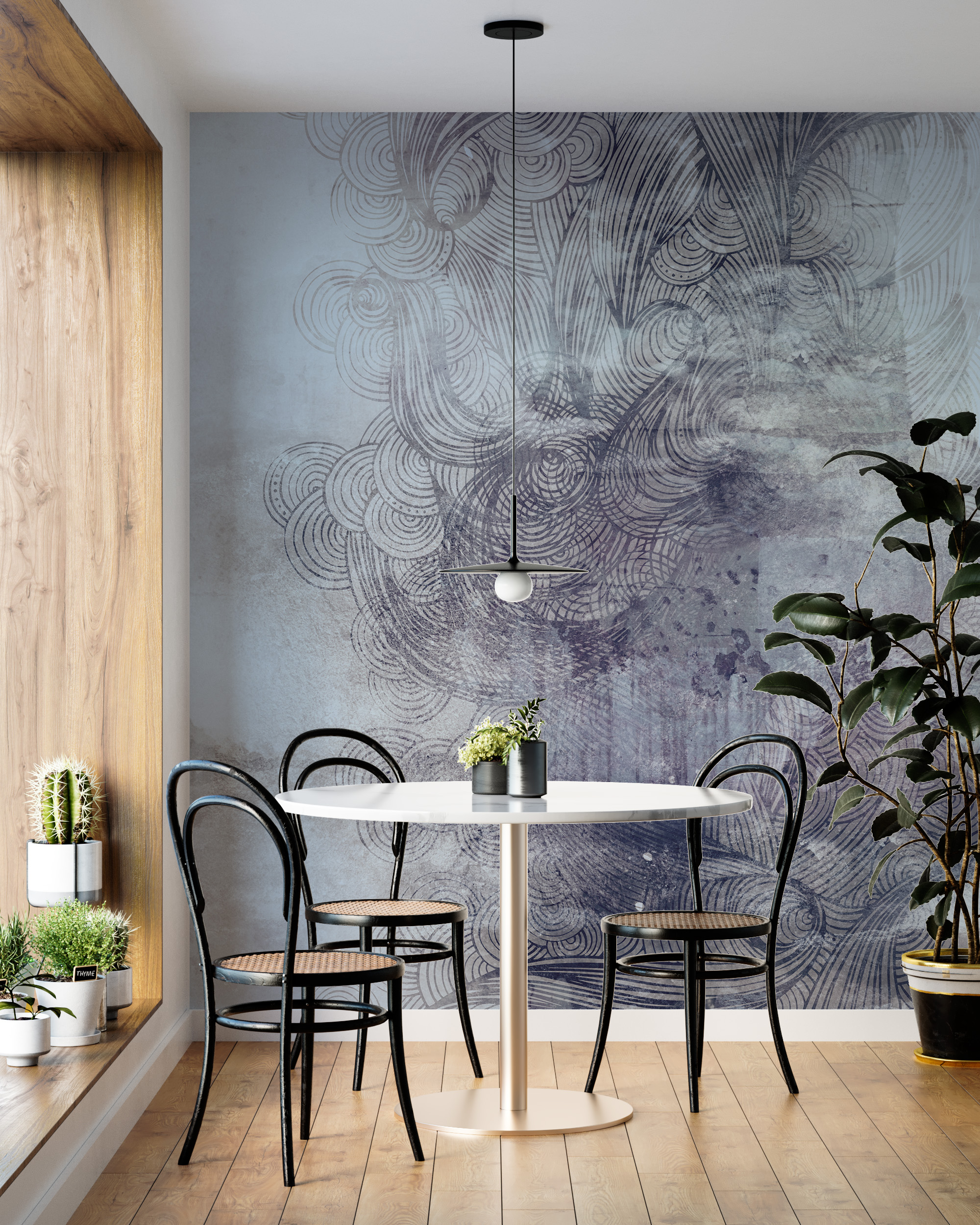 Nástěnná mandala v šedé barvě