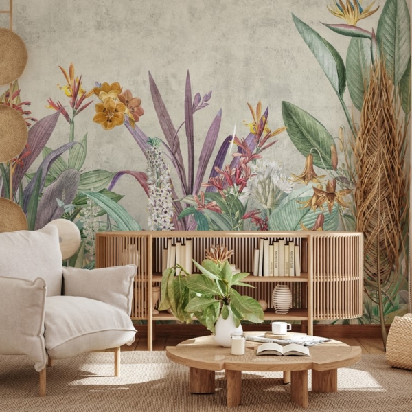 Fototapeta Exotické květiny a listy