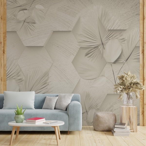 Fototapeta Šestiúhelníky a listy