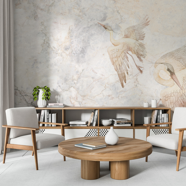 Fototapeta Jeřábi v mramorové obloze