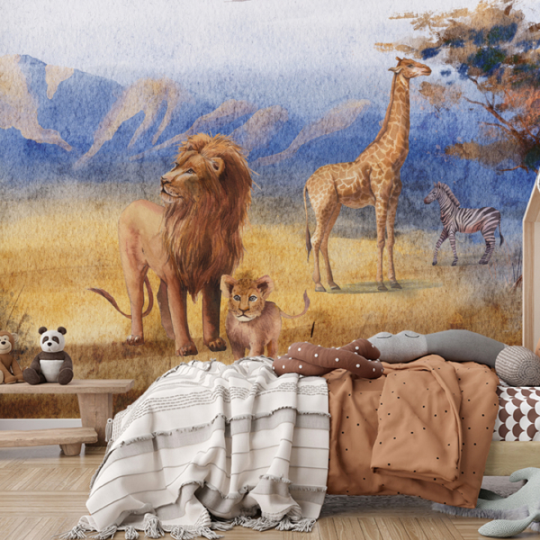 Fototapeta Africká zvířata ve stylu akvarelu