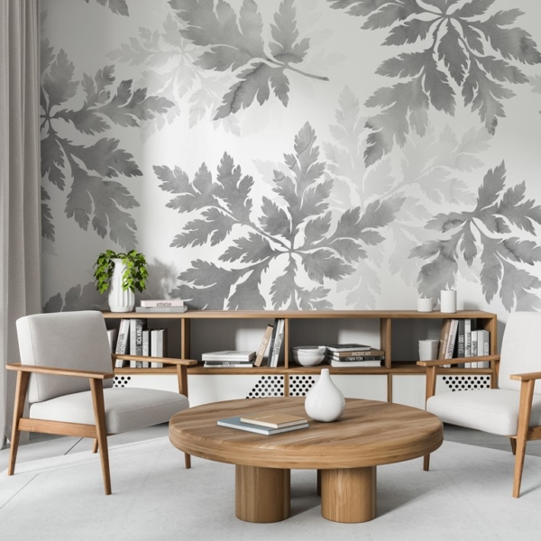 Fototapeta Listy v odstínech šedé