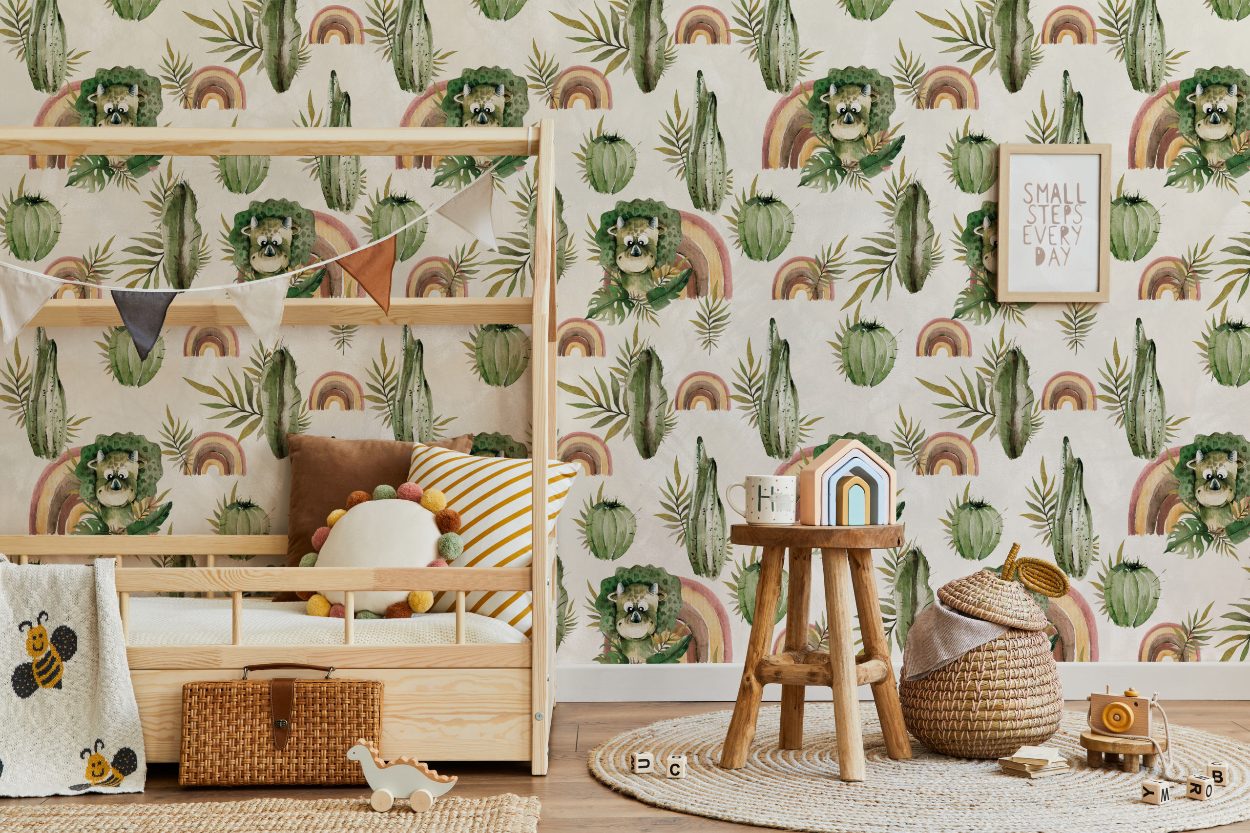 Fototapeta Boho dinosaurus s kaktusy