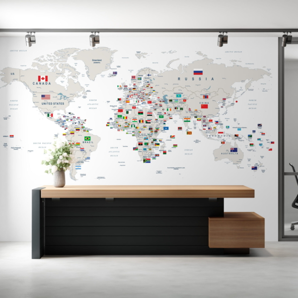 Fototapeta Mapa světa s vlajkami