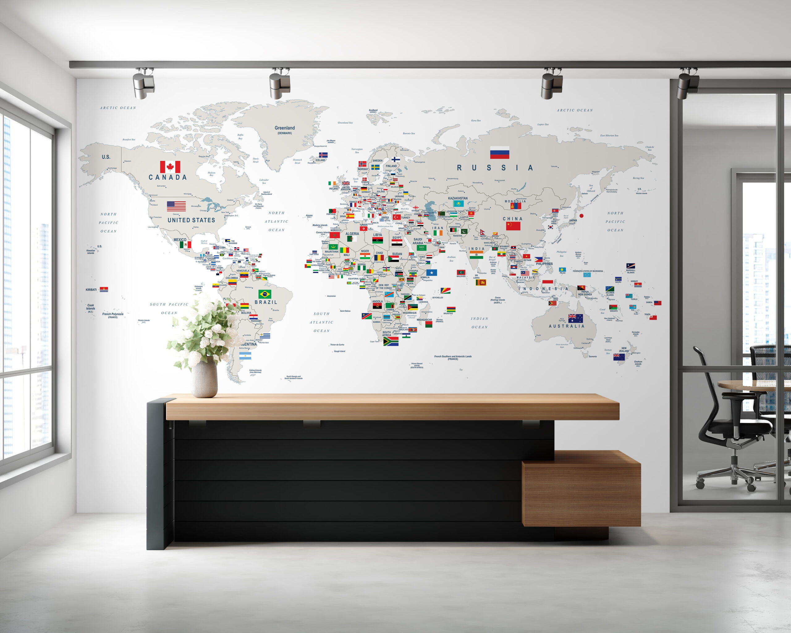 Fototapeta Mapa světa s vlajkami
