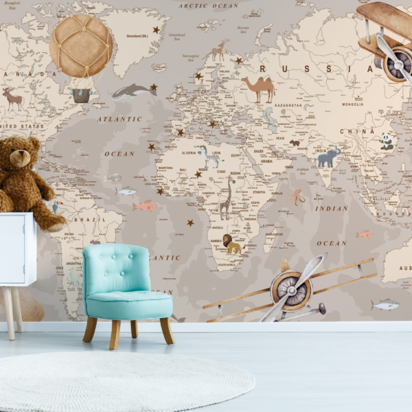 Fototapeta Dětská retro mapa světa