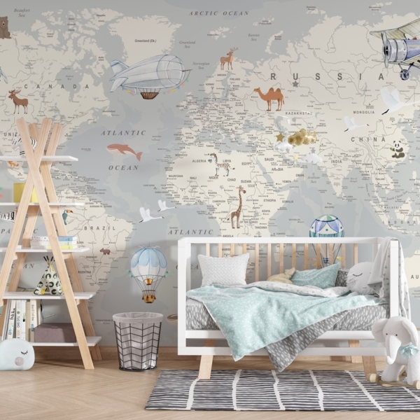 Fototapeta Mapa světa světlých odstínů