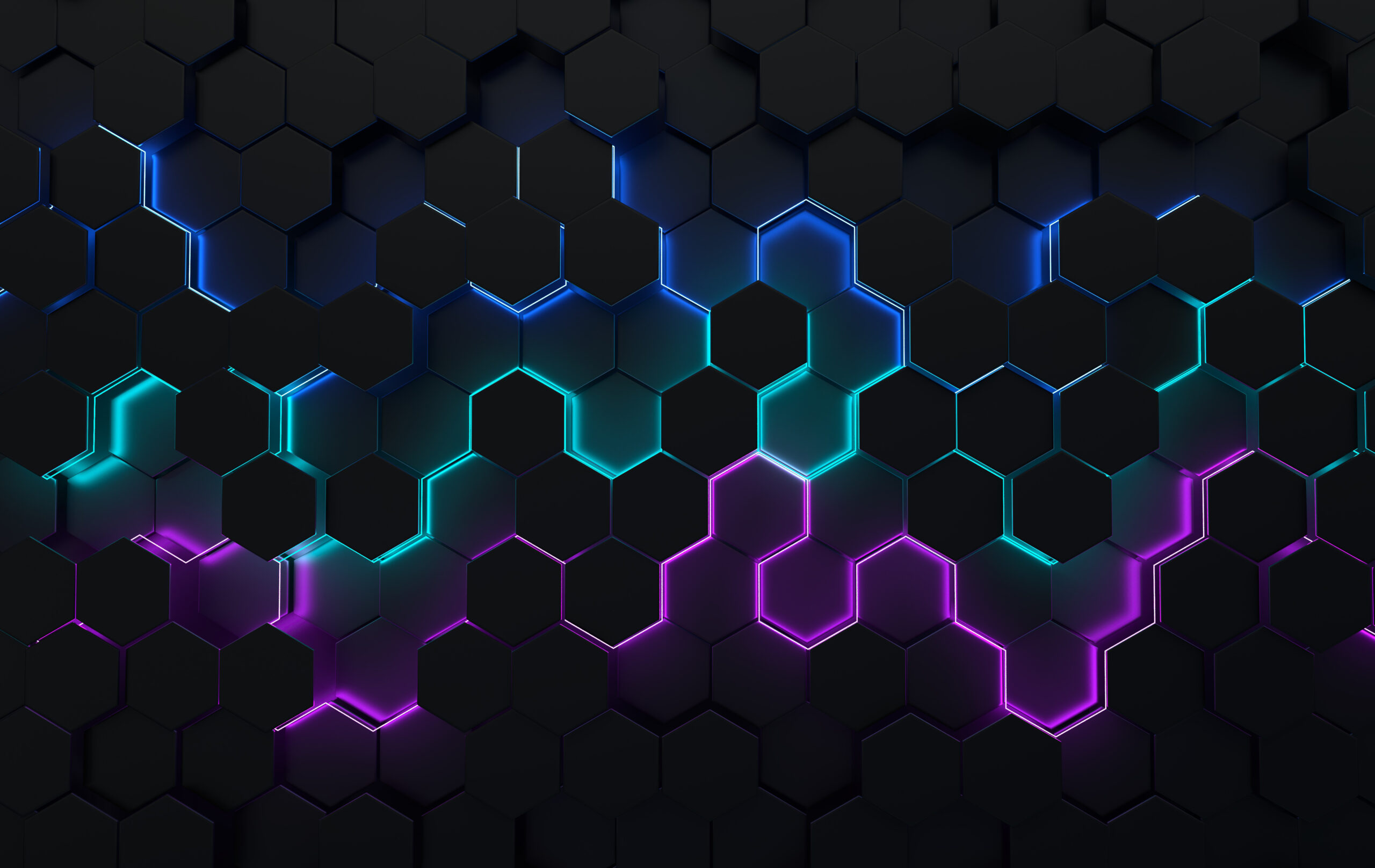 Hexagonal abstract background, depth of field effect. Futuristic