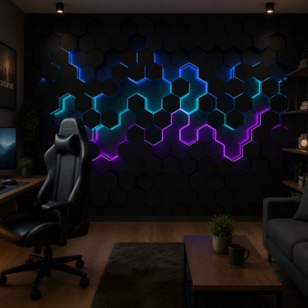 Fototapeta Neonové šestiúhelníky 3D