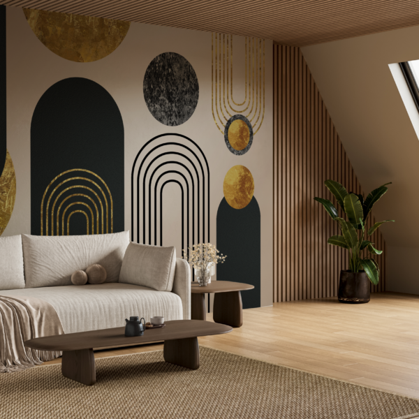 Fototapeta Geometrie černého a zlatého oblouku