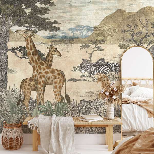 Fototapeta Africká savana se zvířaty ze safari