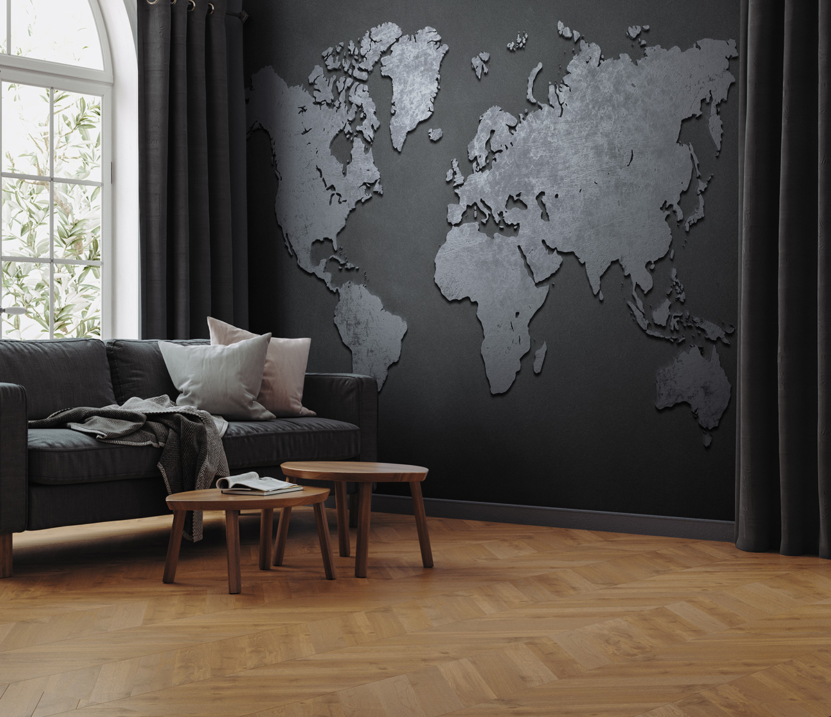 Fototapeta Kovová mapa světa