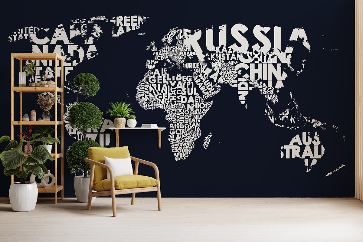 Fototapeta Typografická mapa světa