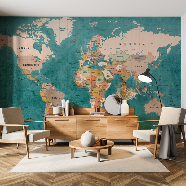 Fototapeta Mapa světa s názvy zemí