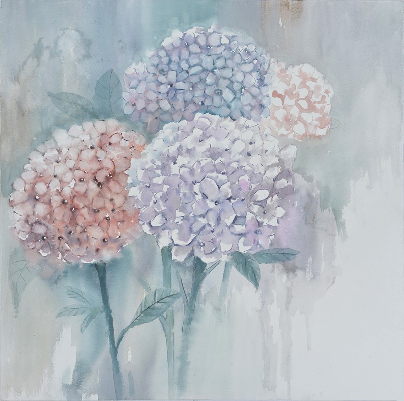 A,Blooming,Hydrangea,,Flower,Plant,,Pink,,Home,Hanging,Painting,,Hand-painted
