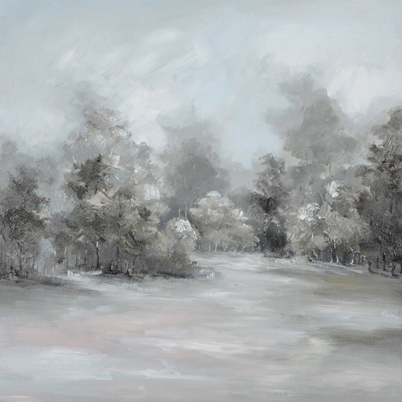An,Impression,Landscape,Painting,,Cold,Gray,,Woods,,Hand-painted,,Thick,Texture,